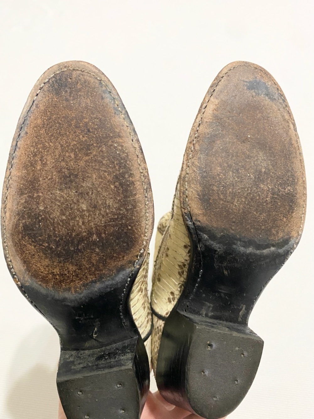 Dan Post Vintage Light Tan Snakeskin Leather Cowboy Boots - Picture 10 of 12